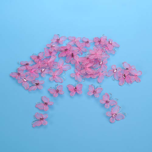 Toyvian 50Pcs Malha Borboleta Decoratios Fio Glitter Borboleta Com Gema 3D Pendurado Na Parede Enfei