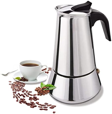 FCUS Stovetop Espresso Maker, 9cup/450ml Greca Coffee Maker Moka Pot, Stainless Steel Italian Classic Espresso Moka Pot, Induction Compatible