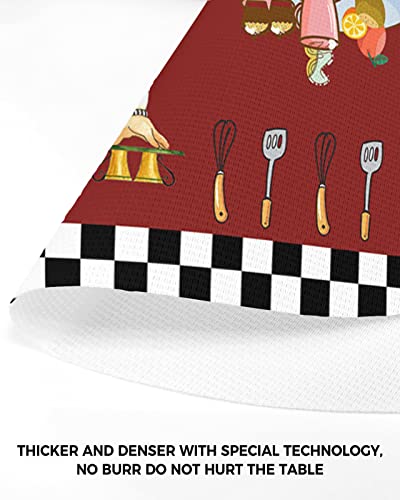 Farmhouse Cartoon Fat Chef Placemats For Round Table Kitchen Restaurant, Retro Black White Plaid Round Table Placemats Set Of 4, Wedge Decorative Dining Table Mats Centerpiece Woven Place Mat #TOP3