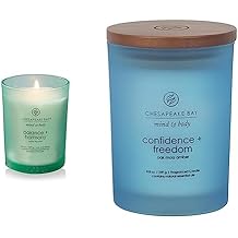 Chesapeake Bay Candle Scented Candle, Balance + Harmony Water Lily Pear, Medium, Home Decor & Scented Candle, Confidence + Freedom Oak Moss Amber, Medium, Home Decor