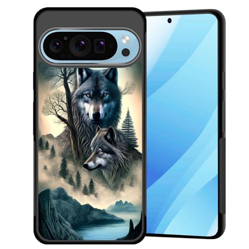 Coque Pixel 10 Pro XL antichoc évite les bris d'écran avec son pare-chocs TPU souple loup forêt
