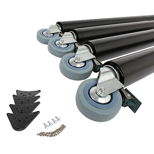 4er Set Tischbeine Tischfüße Möbelbeine 870mm ø 60mm auf Rollen mit Bremsen verschiedene Farben (Schwarz) Cover