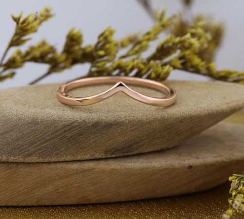 Dazzlingrock Collection Womens Minimalist Guard Chevron V Shape Stackable Classical Simple Plain Matching Wedding Band, Available in 10K/14K/18K Solid Gold4