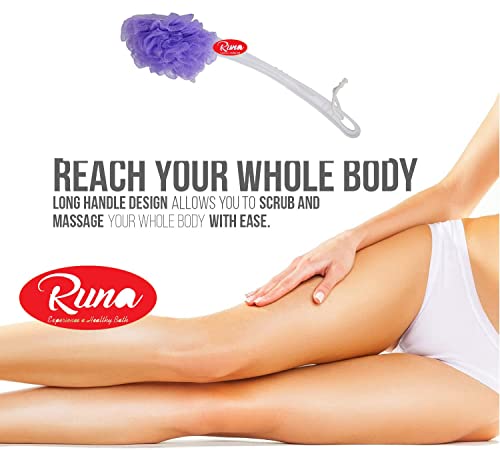 Image of Bathing Accessories Combo of 4- Bath sponge| Body scrubber| Long lofa| Foot scrubber| Bath brush| Back Long lufa| Body wash scrub| Body Cleaning Bathing Loofah For Women Men & Kids (Colour Purple)