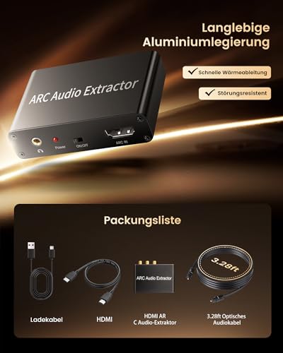 Image of HDMI ARC Audio Extractor 192KHz with Power Adapter, HDMI ARC Adapter to Optical TOSLINK SPDIF, Coaxial, RCA L /R & 3.5mm Stereo Audio Converter Splitter for HDTV, Soundbar, Amplifier