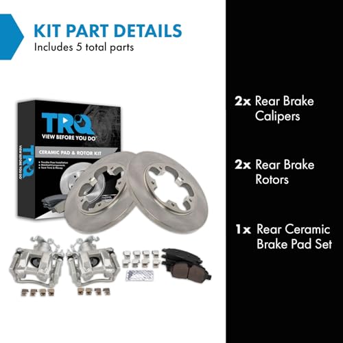 Image of TRQ Rear Brake Pad and Rotor Set Ceramic Rotors Calipers | For 2015-2019 Ford Transit-250