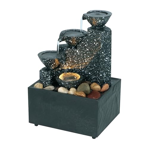 Well Being Tabletop Cascading Fountain Miniature Three Tier Bowl Water Feature