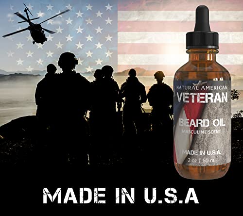 Natural American Veteran Beard Oil – 100% All Natural, Masculine Scent, Essential Oils, Organic Argan & Jojoba Oils – Moisturizes, Softens & Strengthens - Made In Usa – Men’s Beard Conditioner, 2 Oz #TOP5