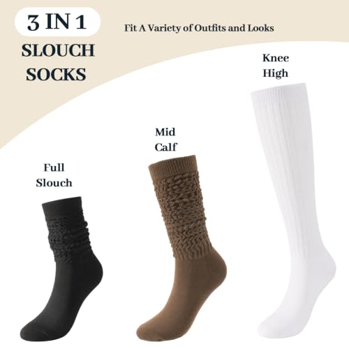 Image of Pleneal Slouchy Socks for Women Scrunch Sock Knit Chunky Crew Boot Socks