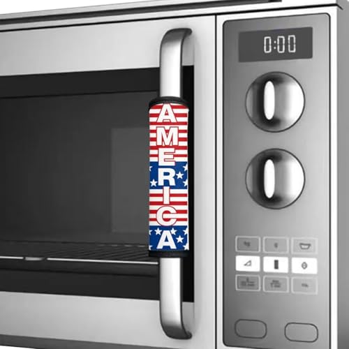 Image of 250 Years of America Print Refrigerator Door Handle Covers Fridge Handle Covers Set of 6 Washable Appliance Handles Cover Cloth Oven Stove Dishwasher Handles Protective Gloves