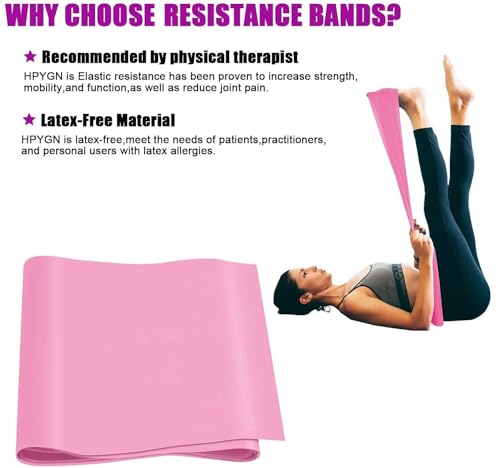 Image of Medgears Resistance Band for Beginner Light Exercise Band - 5 Feet Each, (Material: Latex Free Rubber) (Pink)