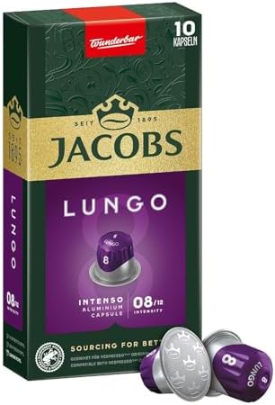 JACOBS - Lungo 8 Intenso - Yüksek Yoğunluk - Keskin ve Yoğun - Espresso Kapsülleri - 10 alüminyum kapsül — Amazon ürün görseli