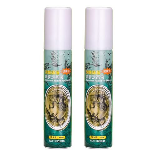 Fixative Spray for Sketch Pencil Charcoal Oil Pastel Acrylic Gouache Watercolour Ink and Pastel Paintings Travel size Durable Finish for Drawings and Paints 45ml×2