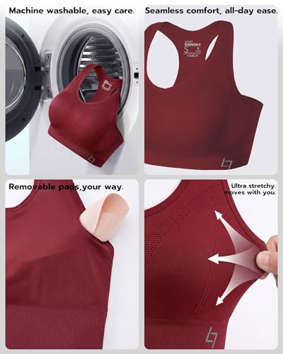 Image of FITTIN Supportive Sports Bra for Large-Bust: 12-Hour Zero-Pressure Comfort | Full Coverage No Spillage Comfortable Fit Padded Racerback Sports Bras for Yoga Gym for C-DDD Cup Plus Size Women