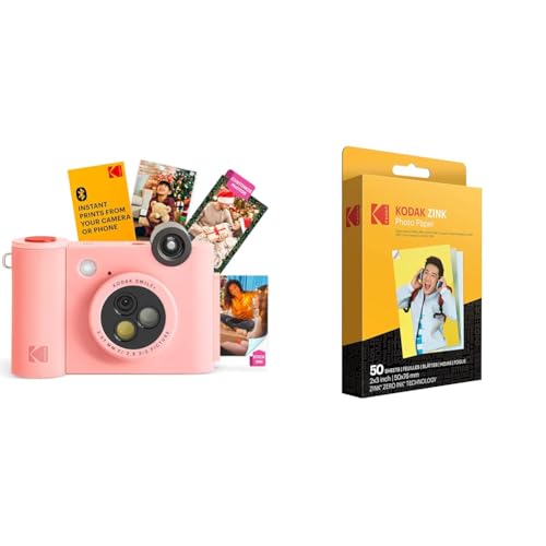 Image of KODAK Smile+ 2-in-1 Digital Instant Print Camera & Wireless Bluetooth Photo Printer + KODAK 2 inchx3 inch Premium Photo Paper (50 Sheets)