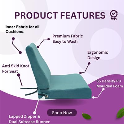 Image of Wooden Sofa Cushion Full Set of 10 for 5 Seater, 55 Density PU Foam, & Fully Customizable-Cushion for Wooden Sofa with Washable Fabric and Inner Fabric 3+1+1 (Winsor tan)