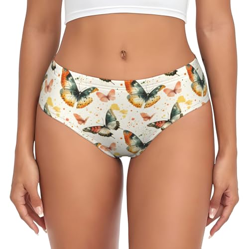 TZTTZT Ropa interior sin costuras para mujer, con estampado de mariposas coloridas, bragas de bikini para mujer, Negro -, M