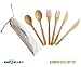 Bamboo Cutlery Set Khelif A & C, Bamboo Utensils, Eco Friendly Flatware Set, Bamboo Travel Utensils, Camping Utensils Set, 08 inch Portable Utensils Set, 2 Knives, 2 Forks, 2 Spoons with case.