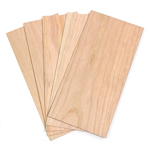 wodewa Juego de chapas de madera de cerezo de 2 mm de grosor de 15 x 14 cm, juego de 5 unidades, chapa aserrada, chapas de madera auténtica, para manualidades, modelismo y bricolaje