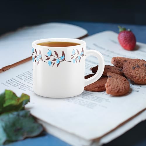 Image of Treo By Milton Opalware Amara 10 Lavelle Cup Set | Microwave & Dishwasher Safe | Bone-Ash Free | Tempered Toughness | Set of 6, 100 ml Each | White | Mug Set for Tea, Coffee, Daily Use & Gifting