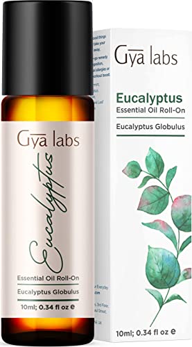 Gya Labs Eucalyptus Essential Oil Roll On - Ease Congestion, Relieve Stress and Improve Sleep with Eucalyptus Roller Ball - 100 Pure, Natural and Pre-Diluted Eucalyptus Roll On - 10ml