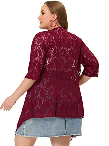 Image of Agnes Orinda Plus Size Cardigans for Women Open Front 3 /4 Sleeves Crochet Cover Ups Jackets 2024