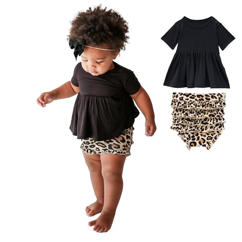 Image of Posh Peanut Two Piece Set - Short Sleeve Peplum Top & Shorts Set - Breathable Viscose from Bamboo Baby Girl Outfits