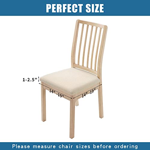 Smiry Waterproof Seat Covers For Dining Room Chairs Set Of 6, Stretch Jacquard Removable Washable Chair Seat Protector Cushion Slipcovers, Beige #TOP5