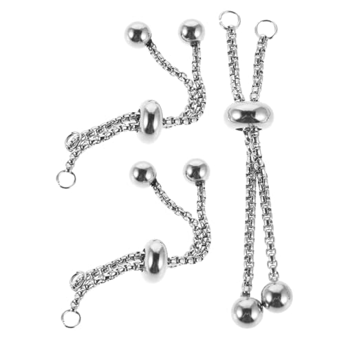 TEHAUX 3piezas Pulsera Push-pull De Acero Inoxidable Con Extremos Esféricos Cadena Ajustable Para Joyería Para Diy De Pulseras y Collares