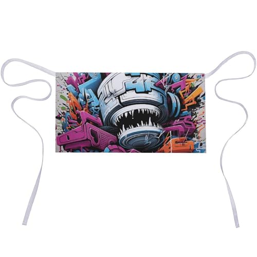 DJUETRUI Colorful Graffiti Adjustable for Women Men with Pockets Extra Long Lab Apron Butcher Apron Oxford Cloth Cotton Apron for Kitchen Cooking Baking
