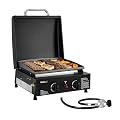 Royal Gourmet PD1502H Portable 2-Burner Gas Griddle with Hood, 211 Sq. In. Cooking Area, 17,000 BTU Total Output, Stainless Steel Burners, Ideal for Backyard, Patio and Outdoor Cooking, Black