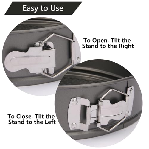 Tortiera Apribile, 26 cm Tortiera con Cerniera e Due Fondi Intercambiabili, 2 Fondi, Teglia con Cerniera, Fondo Salvagoccia, Carbon Steel Rivestito in Antiaderente, Forno Fino a 220°C - immagine 5
