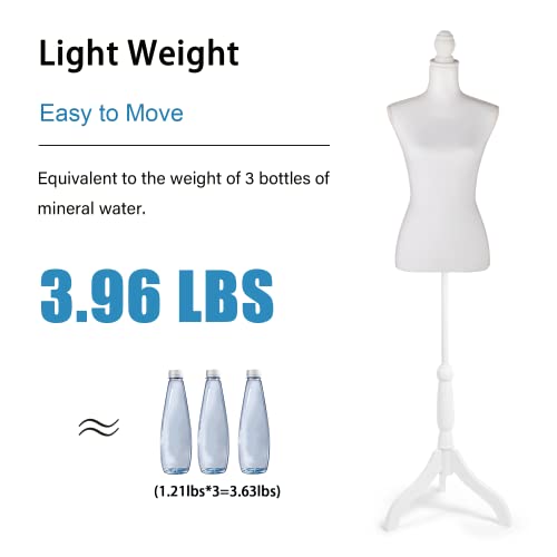 Dress Form Mannequin Torso, Female Sewing Bust Manikin Body, Pinnable Dressmaker Form With Stand For Display, Clothing Design, White #TOP3