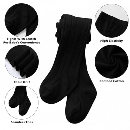 Image of SYGA Baby Tights For Girls Soft Cotton Infant Leggings Toddler Solid Knit Stockings Socks Newborn Warm Crochet Pants