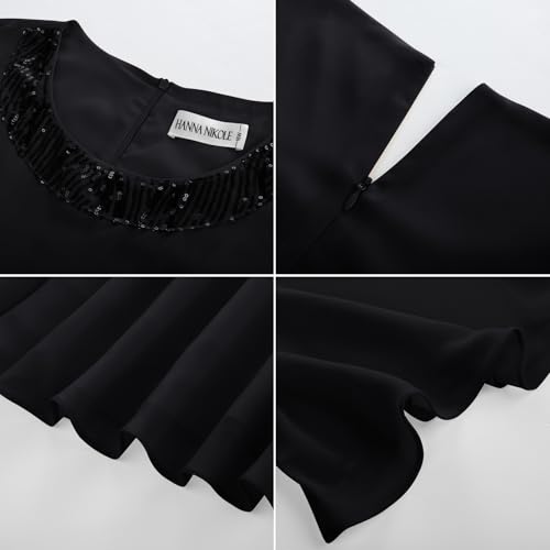 Image of Hanna Nikole Plus Size Dress for Curvy Women 2026 Wedding Guest Dress Sequined Crew Neck Cocktail Dress with High Low Hem