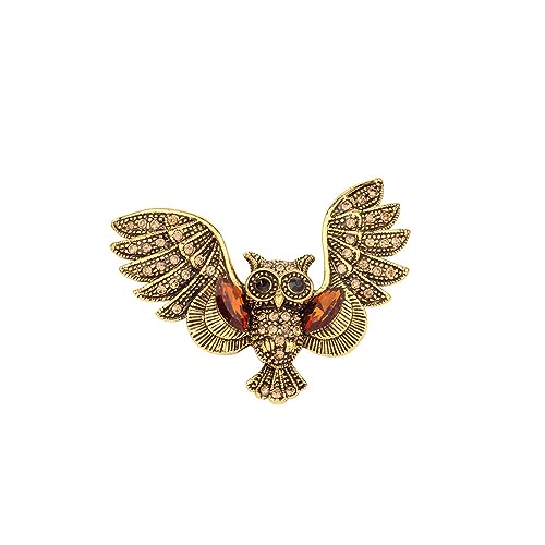 Image of Kokoma Retro Owl Brooch Pin for Women Men Rhinestone CZ Vintage Bird Badge Lapel Pins Corsage Animal Badge Shawl Clip Pins for Cloth Suit Dress Accessories
