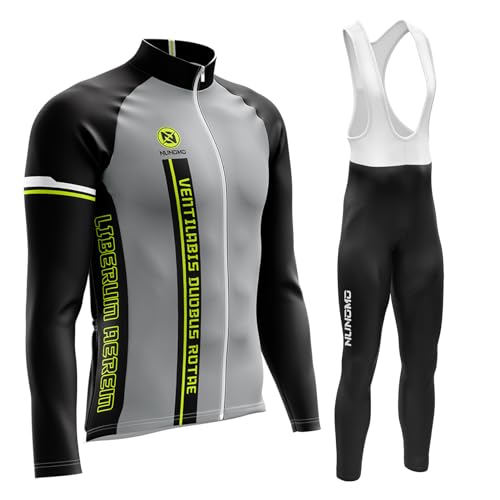 NUNOMO Hombre,Manga Larga Transpirable + Culottes Bici 9D Gel Equipos Conjunto Ciclismo Manténgase abrigado en Invierno,Traje de Ropa de Bicicleta de Montaña MTB Ciclista (L,TYPE-7A)