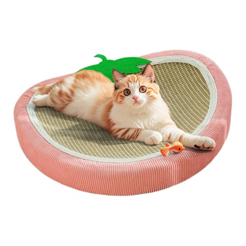キャットスクラッチャーベッド - シサル素材のイチゴ型爪とぎボード - 家具保護ペット用品 小型犬や子猫用 ドアカーペットソファ 寮や室内アパート用 椅子