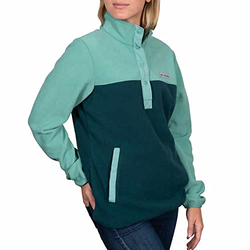 Fleece Pullover Columbia femme vert, sweat polaire à col snap boutonné S M L