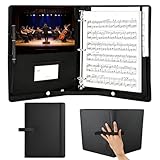 Deluxe Notenmappe A4, 4 Ringe, Schwarz, Kunstleder, 220 Seiten, für Sänger, Instrumentalisten und Musiker