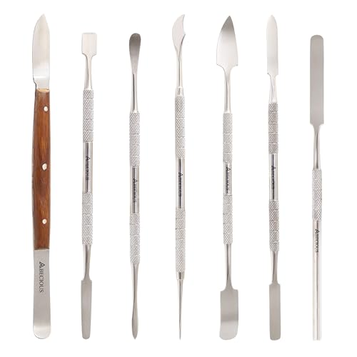 ABECIOUS Wax Carving Tools Set (7Pcs) Metal Clay Sculpting Tools Stainless Steel Double Ended Premium Dab Tool for Carving Modeling Sculpting and Shaping