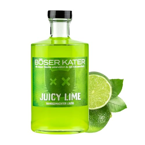 BÖSER KATER Juicy Lime | Erfrischend fruchtiger Limetten Likör | Perfekt als Spritz Aperitif & spannende Cocktails | Besondere Geschenkidee | Vegan & Handgemacht 0,5l 17% Vol.