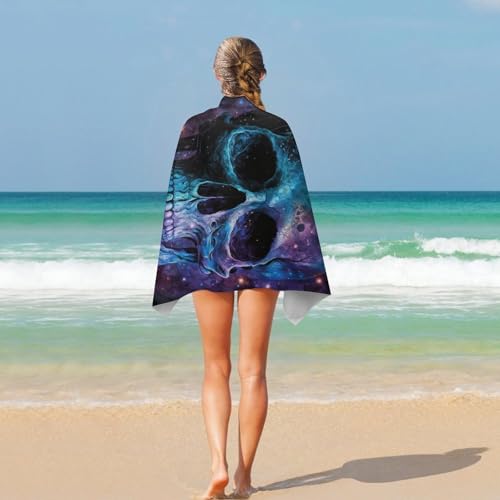 Serviette de plage douce Cosmic Skull microfibre pour camping et piscine - 5