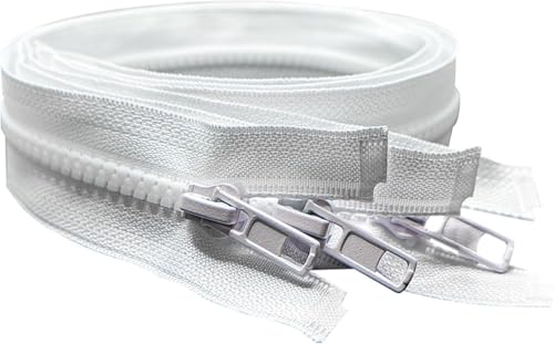 Image of ANPURZII 3PCS #5 23 Inch White Separating Jacket Zippers for Sewing Coats, Molded Plastic Bulk Zippers(White 23 inch 3PCS)