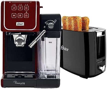 Kit Cafeteira PrimaLatte Touch Red e Torradeira Oster - 220V