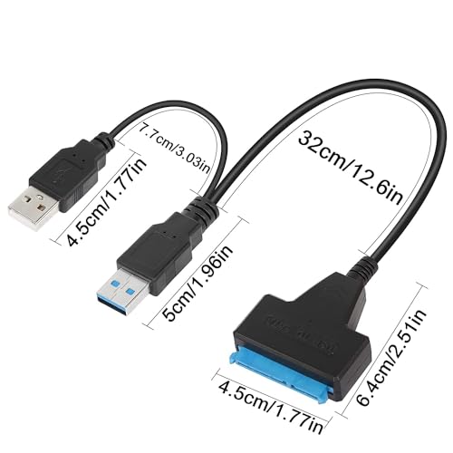 Image of USB 3.0 to SATA III Hard Drive Adapter Cable for 2.5 /3.5 Inch HDD SSD and DVD - 22 Pin (7+15) Converter With Dual USB 3.0 and 2.0 Power Cable