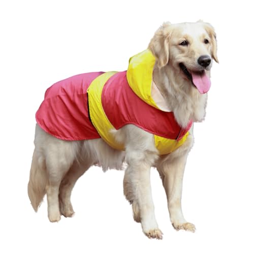 Image of Waterproof Dog Raincoat with Hood | Double Coloured Red-Yellow | Adjustable Velcro | Extra Coverage | Easy to Carry Pouch | for Small, Medium and Large Breed Dogs (Maxi (4XL))
