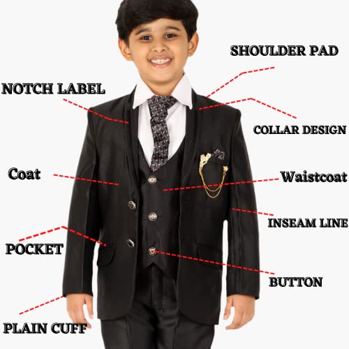 Image of Pro-Ethic Style Developer Boy's 5 Piece Suit Set | Coat, Pant, Tie & Shirt | Cotton Checked Pattern