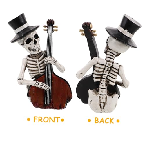 Squelette Halloween Résine avec Violon Statue Décorative aux Finitions Sculptées - 4
