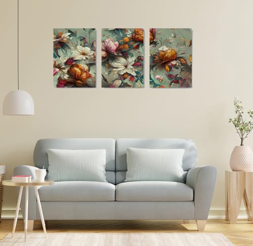 Image of SCPmarts Modern Art Floral Painting For Living Room Bedroom Office Wall Decoration Wood Premium Paintings With Frame For Home Decoration (Pattern 1, 12 Inch x 16 Inch)